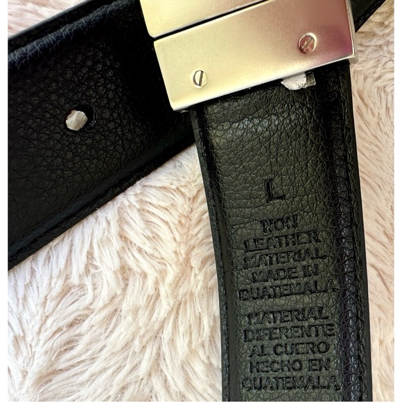 Men’s Reversible Black and Brown Vegan Leather Belt with Silver Buckle - Picture 8 of 17